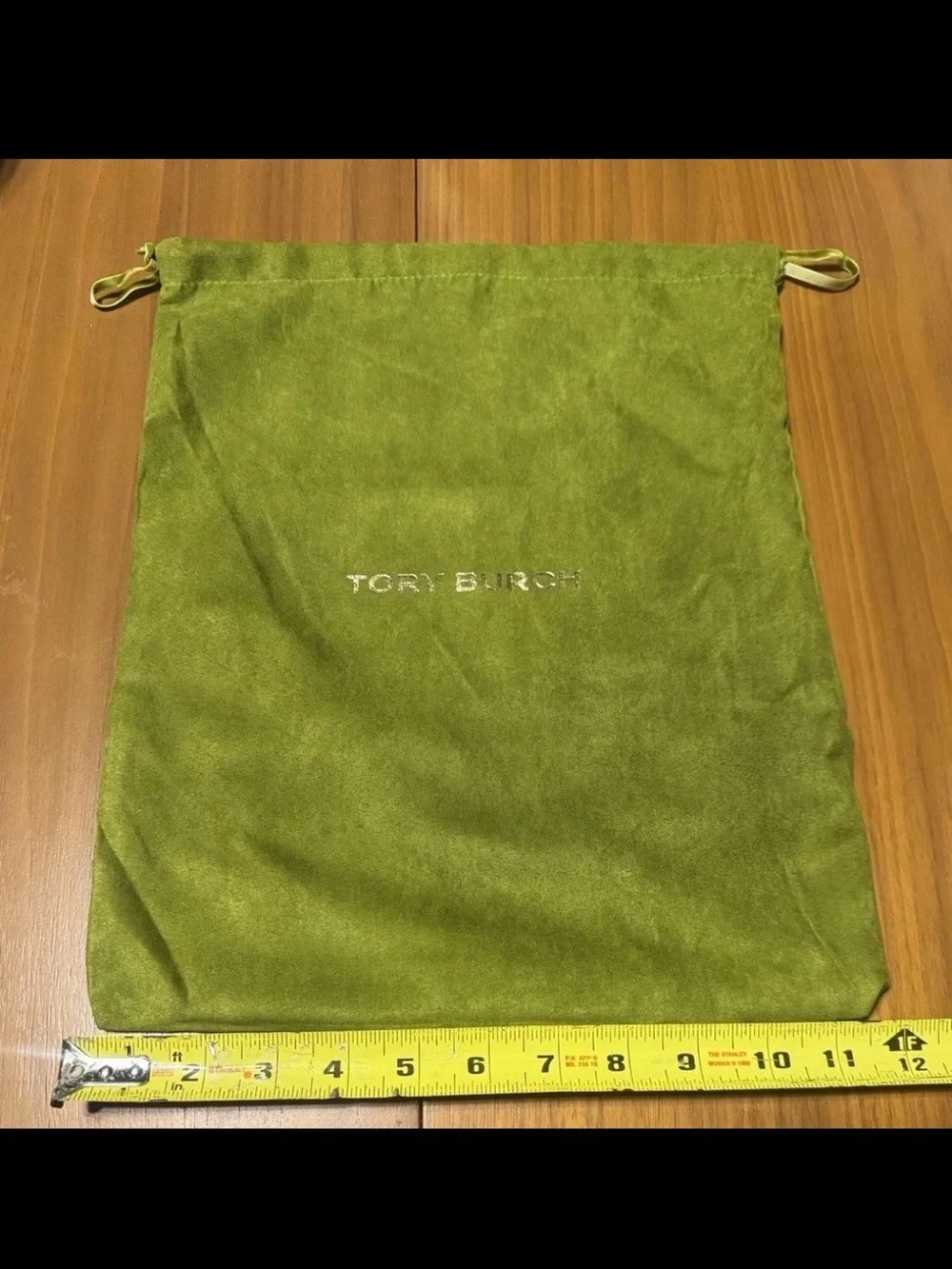 Tory Burch Green Velour Drawstring Dust Bag Shoe Handbag Storage Pouch 12x15